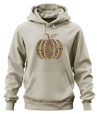 Productafbeelding van Luipaardprint pompoen, herfst, Halloween, dierenprint, boho chic, uni, hoodie, sweater, natuur, maat L