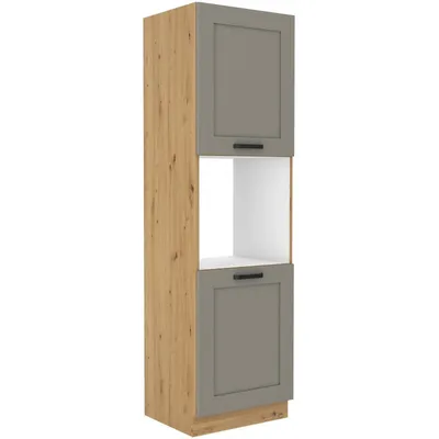 Produktbild von Küchenschrank für Einbaubackofen LAILI – Breite 60 cm, hellgrau / Artisan-Eiche