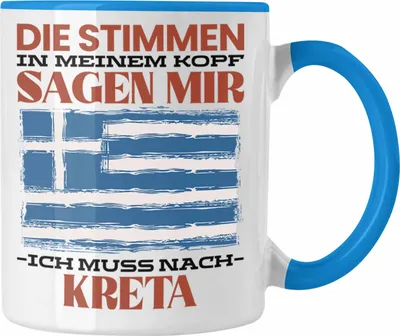 Produktbild von Trendation - Kreta Tasse Urlaub Heimat Geschenk Spruch Griechenland Geschenkidee (Blau)