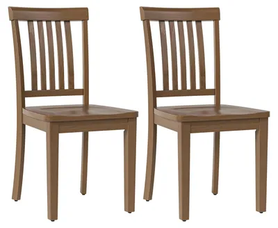 Image de Lot de 2 chaises de salle à manger modernes – assise rembourrée, pieds en bois - Marron