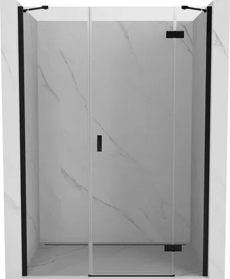 Image de Mexen Mist-H Porte de douche battante droite 155 cm, transparente, noire - 8A5-155-001-70-00-P