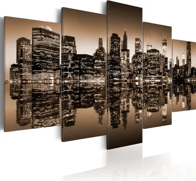 Produktbild von Modernes Wandbild 030111- 54 (100x50) - 5 Teilig Bilder Fotografie auf Vlies Leinwand Foto Bild Dekoration Wand Bilder Kunstdruck New York