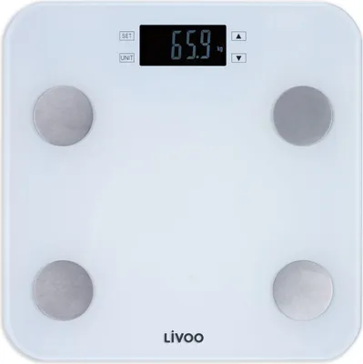 Obrázek produktu pro LIVOO Tělesný analyzátor Tělesná váha BMI Tělesný tuk Digitální displej DOM427W bílý