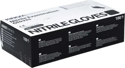 Produktbild von Kingfa Nitrilhandschuhe puderfrei schwarz, 100 Stück | Packung (100 Handschuhe) Größe: S