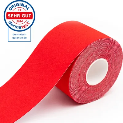 Produktbild von axion® Kinesiologie-Tape 5cm x 5m - Wasserfestes Tape in rot, Physiotape, Kinesiologie-Tape