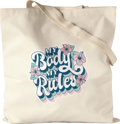 Produktbild von My Body My Rules Jutebeutel Stoffbeutel Canvas Spruch Motiv Geschenk für Superheldinnen Frauenpower Frauentag Feminismus