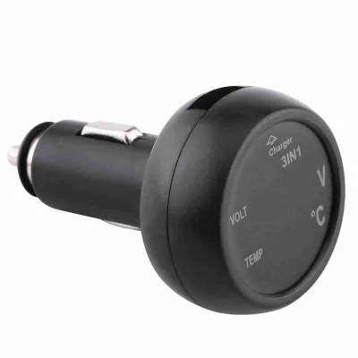 Image de Double affichage numérique à LED, voltmètre, thermomètre, allume-cigare, chargeur de voiture USB (bleu, rouge)