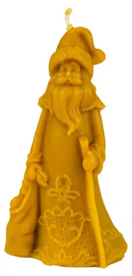 Imagen del producto de Vela de San Nicolás con bolsa de regalos, elaborada con cera de abeja 100% natural