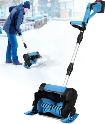 Obrázok produktu pre Jayseuw Akumulátorová snehová fréza, skladacia ergonomická kefa na sneh, 1000 W elektrická snehová fréza, nástroj na odstraňovanie snehu s bezkefovým motorom, 2 batérie, vzdialenosť záberu 8 m