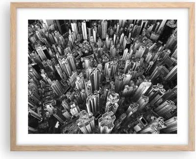 Produktbild von Gerahmtes Poster - Rahmen in heller Eiche - Wolkenkratzer mit Berge - 50x40 cm - Wand Bild - Wanddeko - Wandbilder - Kunstposter - Wandposter - Bilderrahmen - Bilder - Kunstdruck - P2NAA50x40-4453