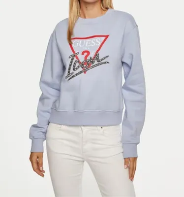 Produktbild von GUESS Damen Sweatshirt CN Icon, Blau, Größe M - Stilvoll und Komfortabel