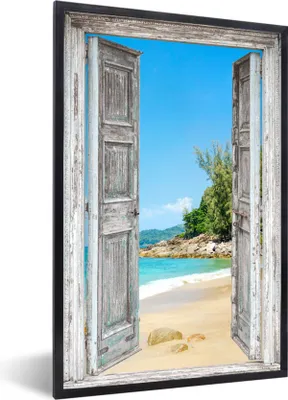 Produktbild von MuchoWow® Gerahmtes Poster Strand - Aussicht - Sommer - Tropisch 60x90 cm - Poster mit Schwarzem Bilderrahmen Wandposter Rahmen Foto Bilder - Kunst
