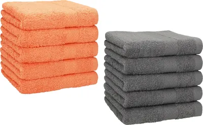 Produktbild von Betz 10 Stück Seiftücher 30x30 cm PREMIUM 100% Baumwolle  Farbe: orange und anthrazit