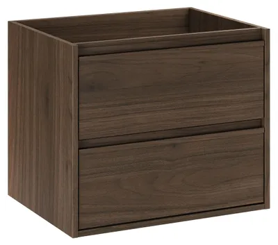 Produktbild von Badezimmer Waschtischunterschrank mit 60 cm Breite in Walnuss, 2 Schubladen - VERZUOLO-56-WALNUT