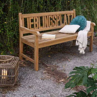Produktbild von Massive Teak Sitzbank LIEBLINGSPLATZ 150cm Gartenbank Holzbank
