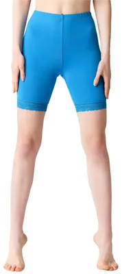 Image de Bellivalini Leggings courts pour femmes en viscose avec dentelle BLV50-216 (bleu, S)