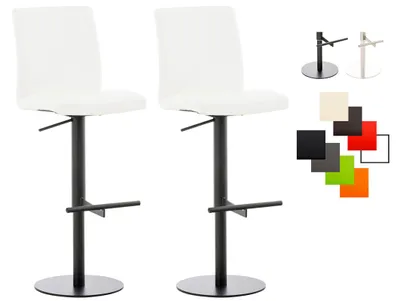 Immagine prodotto di Set di 2 sgabelli da bar Cadiz, rivestiti in ecopelle, girevoli e regolabili in altezza, con portata massima di 240 kg. Colore: bianco (seduta), nero (struttura)