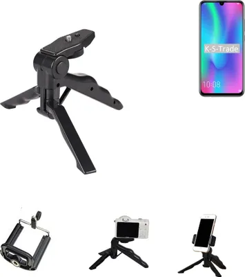 Produktbild von K-S-Trade Stativ Tisch-Ständer Dreibein Handy-Stativ Ständer kompatibel mit Huawei Honor 10 Lite Mini-Stativ Smartphone Tripod Handy-Stativ aus