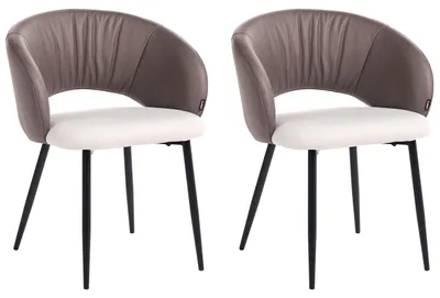 Produktbild von BELIANI Esszimmerstuhl 2er Set Braun u. Hellbeige aus Stoff Kunstleder mit Metallbeinen Modernes Design Polsterstühle Esszimmer