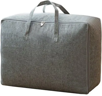 Image de Sac de rangement pour vêtements - Organisateur pour couettes - Sac de rangement - Pliable - Boîte de rangement - 57x40x22 CM - Sac de rangement et organisateur pour couettes et vêtements - Sac à provisions avec fermeture éclair - Rangement pour vêtements de saison - Gris