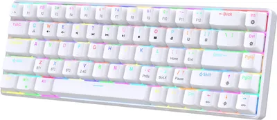 Produktbild von 68 Tasten Mechanische Tastatur Hot-Swap-fähig Roter Schalter RGB-Hintergrundbeleuchtung Kabellos/Kabelgebunden/BT 5.0 Weiß 3 Modi