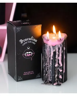 Produktbild von Pink ";Blutende"; Vampirkerze in Stumpenform als Tischdeko 15 cm