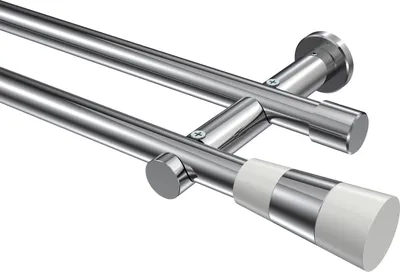 Produktbild von Interdeco Gardinenstange / Vorhangstange Chrom, Typ Platon Tanara (Konus Bicolor) ohne Ringe, 20 mm Ø 2-läufig, 600 cm