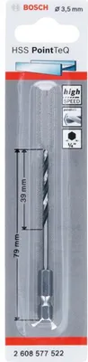Produktbild von Bosch HSS PointTeQ HEX Metallbohrer DIN338 3,5mm, 1er VE, 2608577522