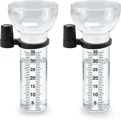 Produktbild von Regenmesser, 35 mm/m², 2 Stück, trichterförmiger Glasregenmesser mit Halterung