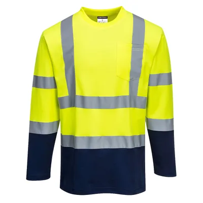 Zdjęcie produktu dla Portwest S280 Dwukolorowa bawełniana koszulka Comfort, długi rękaw, żółty/niebieski, rozmiar XXXL
