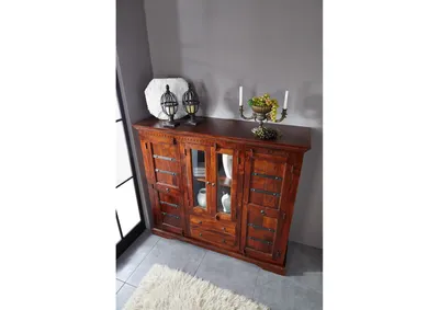 Produktbild von MASSIVMOEBEL24 Highboard Akazie 160x50x142 nougat lackiert OXFORD #418