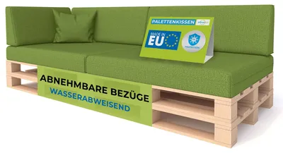 Produktbild von Pillows24 - Palettenkissen mit abnehmbarem Bezug - 6ER SET | Polster für Europaletten 120x80 Sofa - Wasserfest - Outdoor/Indoor | Lemon