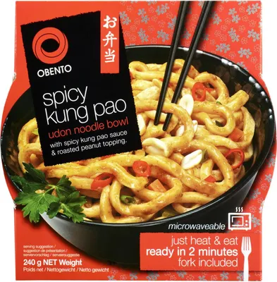 Immagine prodotto di 6 x 240 g Obento Spicy Kung Pao Udon Bowl  - Piatto vegetariano a base di noodles