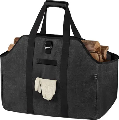 Immagine prodotto di BONTHEE Borsa porta legna in tela cerata nera
