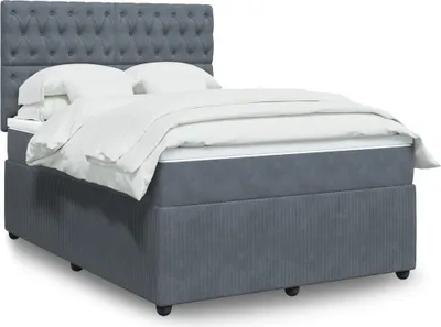 Produktbild von vidaXL Boxspringbett mit Matratze Dunkelgrau 160x200 cm Samt