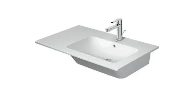 Zdjęcie produktu dla Duravit ME by Starck umywalka meblowa z przelewem, z otworem na baterię, 830 x 490 mm, bez otworu na baterię, umywalka prawa biała