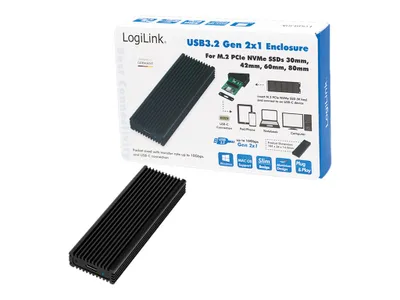 Zdjęcie produktu dla LogiLink UA0346, Obudowa SSD, M.2, M.2, 10 Gbit/s, Połączenie USB, Czarny