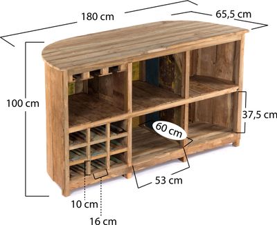 Barový pult "CIRCULO" | masivní dřevo, 180 cm | domácí bar, prodejní pult