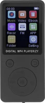Obrázek produktu pro MP3 MP4 přehrávač Bluetooth 5.0 1,8palcový barevný displej Vestavěná paměťová karta 16 GB Podporuje až 128 GB HiFi hudební přehrávač Černý