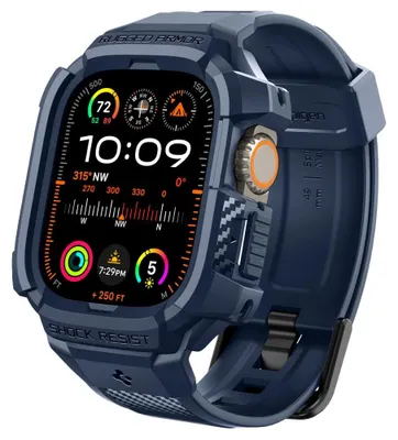 Imagen del producto de Spigen Rugged Armor Pro, funda, reloj inteligente, azul marino, Apple, Watch Ultra (49 mm), Watch Ultra 2 (49 mm), poliuretano termoplástico (TPU)