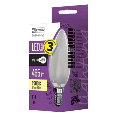 Obrázok produktu pre LED žiarovka Emos Z74215 Filament Candle matná 4W E14 teplá biela