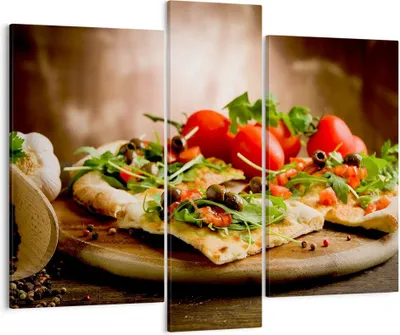 Produktbild von Bild auf Leinwand - Leinwandbild - Pizza Vegetarier Italien Essen - 95x80cm - Wand Bild - Wanddeko - Leinwanddruck - Bilder - Kunstdruck - Wanddekoration - Leinwand bilder - Wandkunst - CB95x80-2540