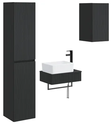 Produktbild von Badezimmermöbel-Set 3 stk. Schwarz 33 x 34,5 x 160 cm