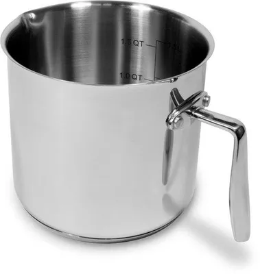 Obrázek produktu pro Nádoba na mléko z nerezové oceli – vhodná pro indukční vařiče – rukojeť z oceli – vyrobeno v Itálii – průměr 14 cm