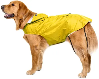 Produktbild von Hunde-Regenmantel wasserdicht gefüttert für große Hunde und Outdoor, reflektierend, atmungsaktiv, Kapuze und Klettverschluss, 3XL bis 6XL