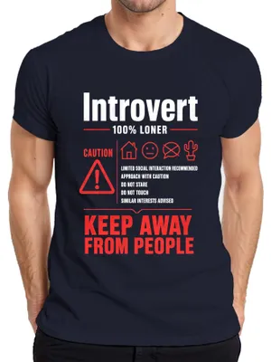 Obrázek produktu pro Tričko s nápisem "Introvert – držte se ode mě, 100% samotář", sarkastické, pánské, tmavě modré, velikost XXL