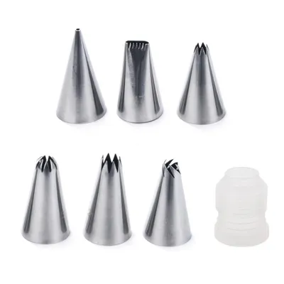 Produktbild von ORION Spritzdüsen Set Düsen Kuchen Dekoration 6x + Adapter für Cupcakes Cookies