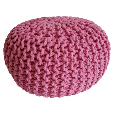 Obrázek produktu pro Pletený puf puf sedátko puf sedátko puf hrubý pletený puf růžový Ø 45cm
