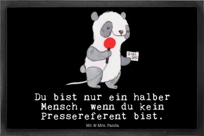 Produktbild von Mr. & Mrs. Panda Schmutzfangmatte Pressereferent Herz 40 x 60 cm - Schwarz - Geschenk, Lustig, Spruch, Fussmatte, Fußabtreter, Studium, Bodenvorleger, Eingangsmatte