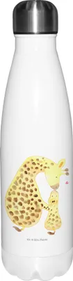 Produktbild von Mr. & Mrs. Panda Thermos Giraffe Kind - Weiß - Geschenk, Sohn, Lieblingsmensch, Mama, Thermosflasche, Afrika, isolier trinkflasche, Mutter, Wasserflasche, trinkflaschen